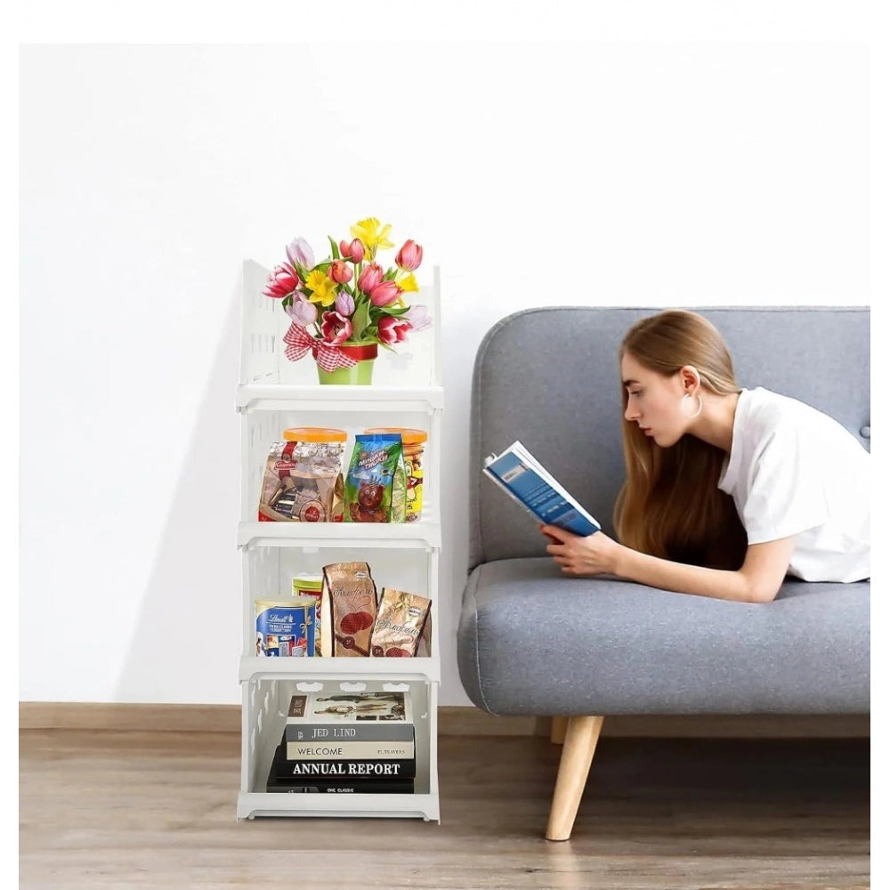 Generic Pack of 1 Plastic Foldable Stackable Storage Organizer (White)