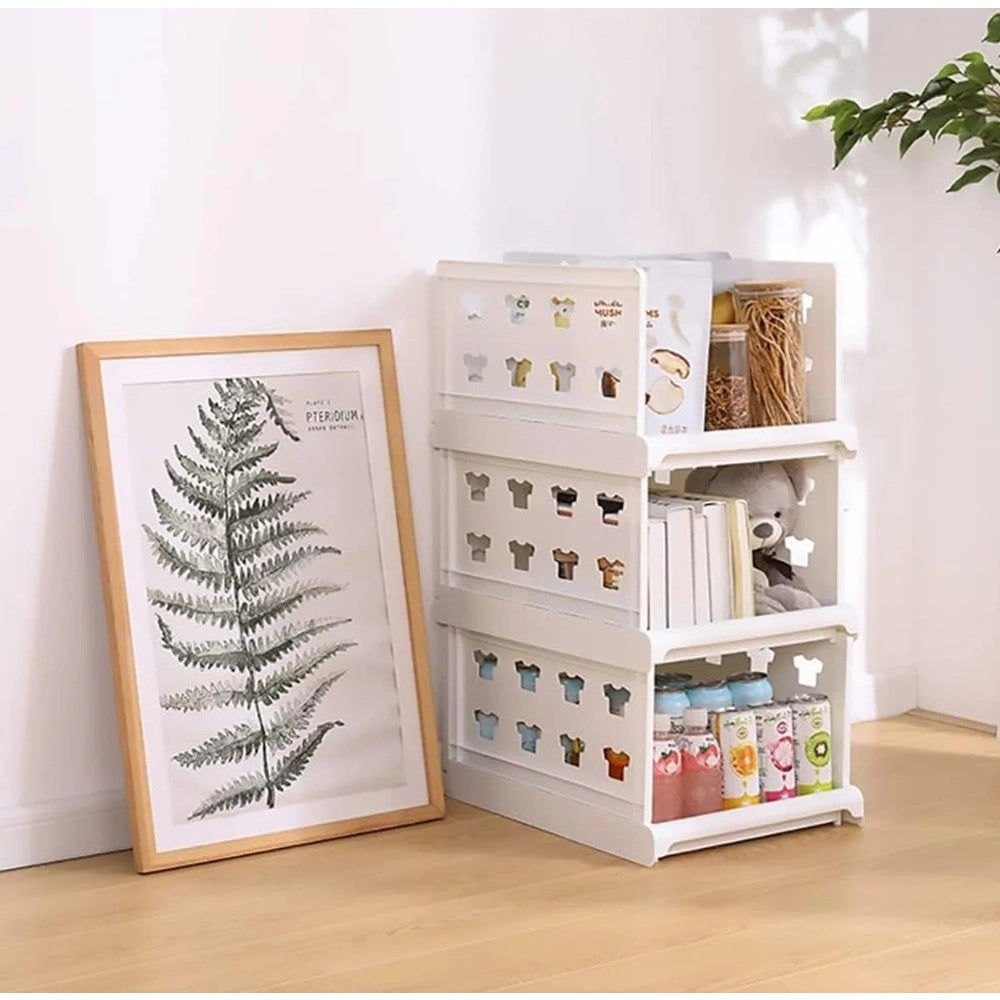 Generic Pack of 1 Plastic Foldable Stackable Storage Organizer (White)