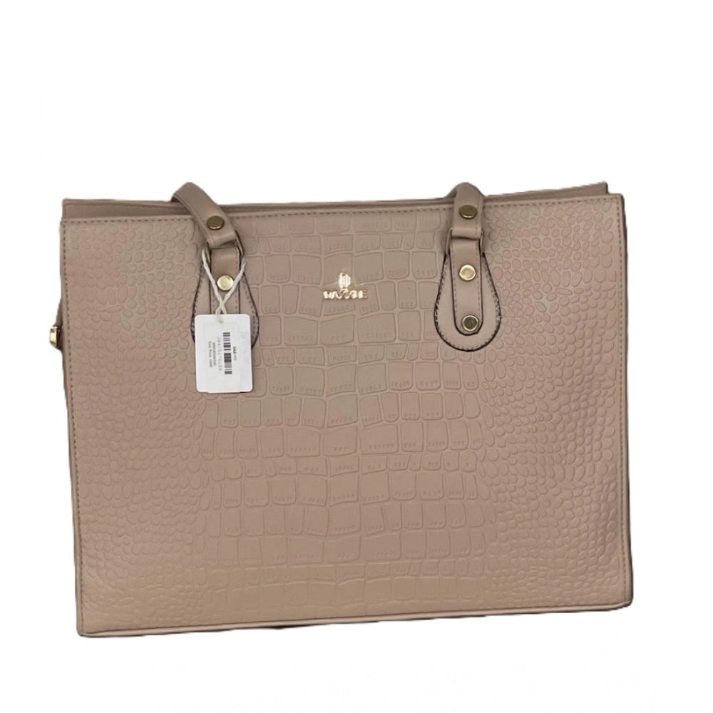 Generic Women's Polyurethane Croco Shoulder Tote Bag (Beige)