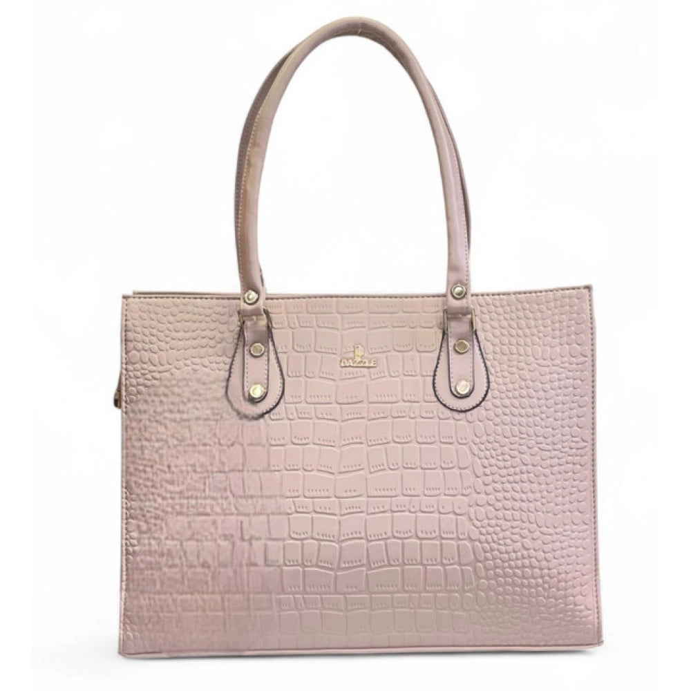 Generic Women's Polyurethane Croco Shoulder Tote Bag (Beige)