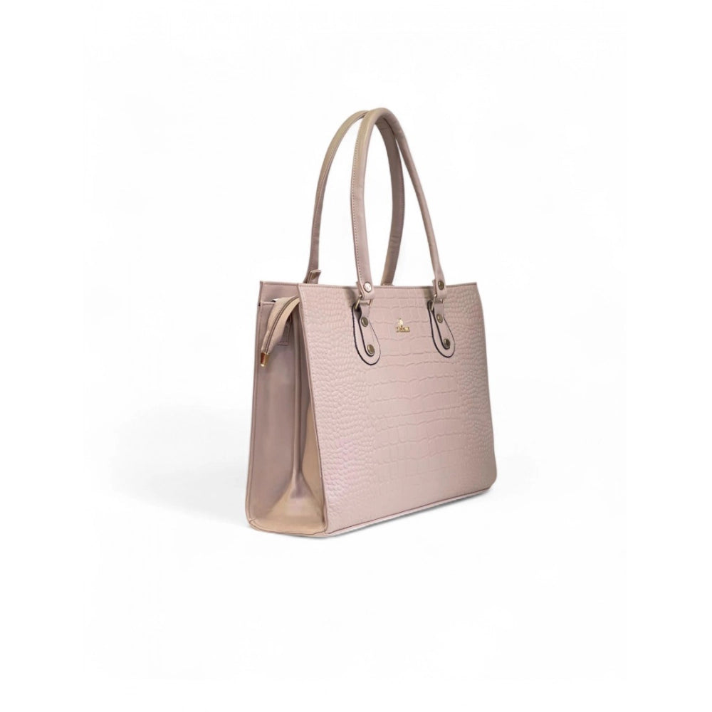 Generic Women's Polyurethane Croco Shoulder Tote Bag (Beige)