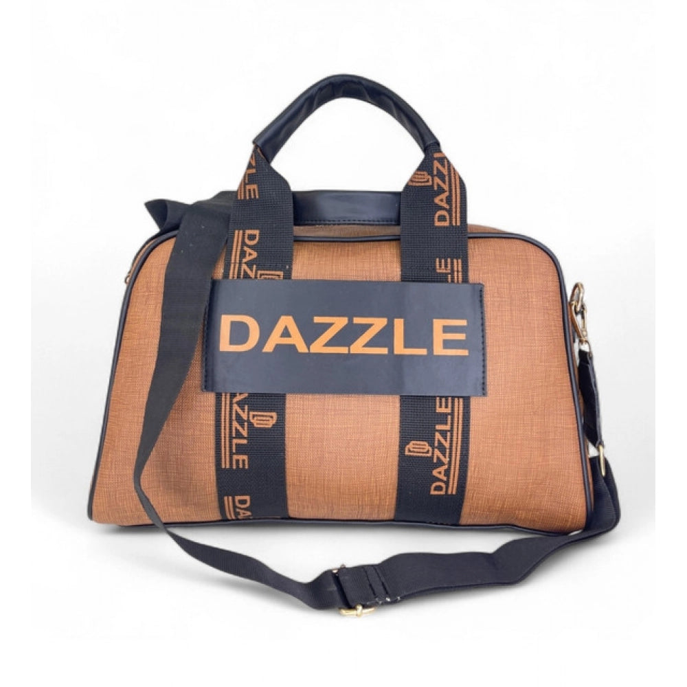 Generic Women's Polyurethane Textured Duffle Bag with Adjustable &amp; Removable Strap (Brown)