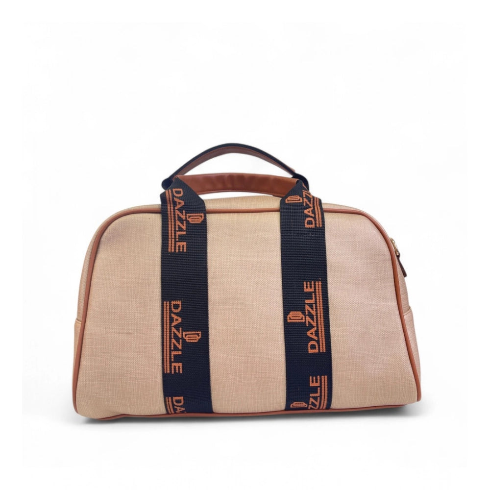 Generic Women's Polyurethane Textured Duffle Bag with Adjustable &amp; Removable Strap (Beige-Brown)
