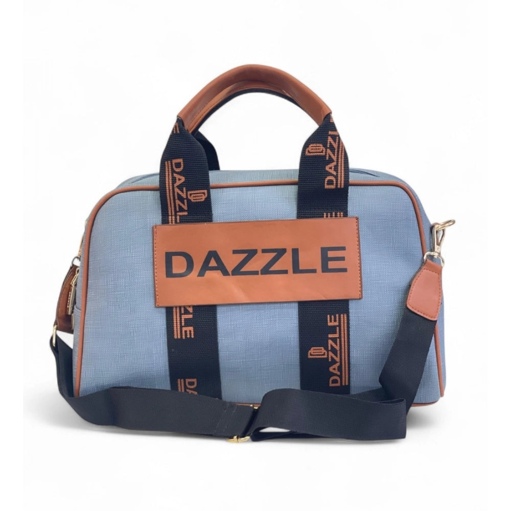 Generic Women's Polyurethane Textured Duffle Bag with Adjustable &amp; Removable Strap (Blue)