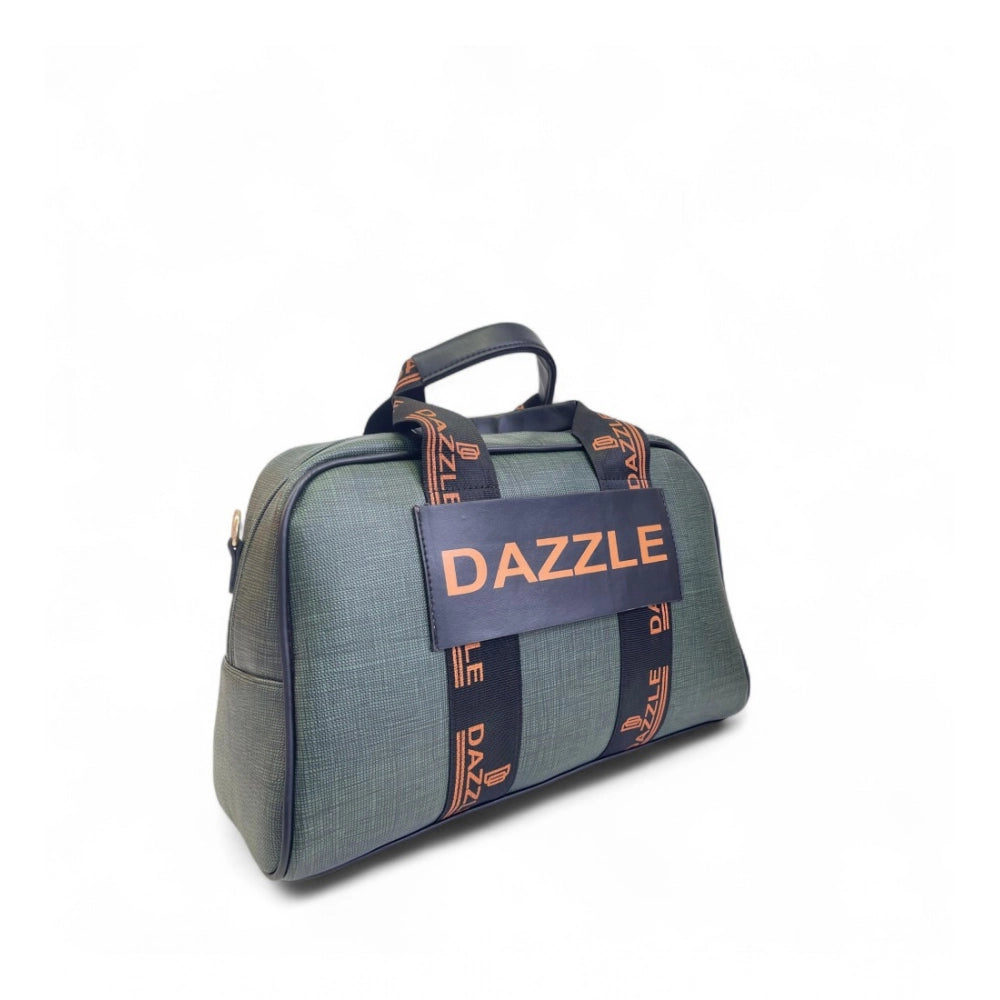Generic Women's Polyurethane Textured Duffle Bag with Adjustable &amp; Removable Strap (Dark Green)