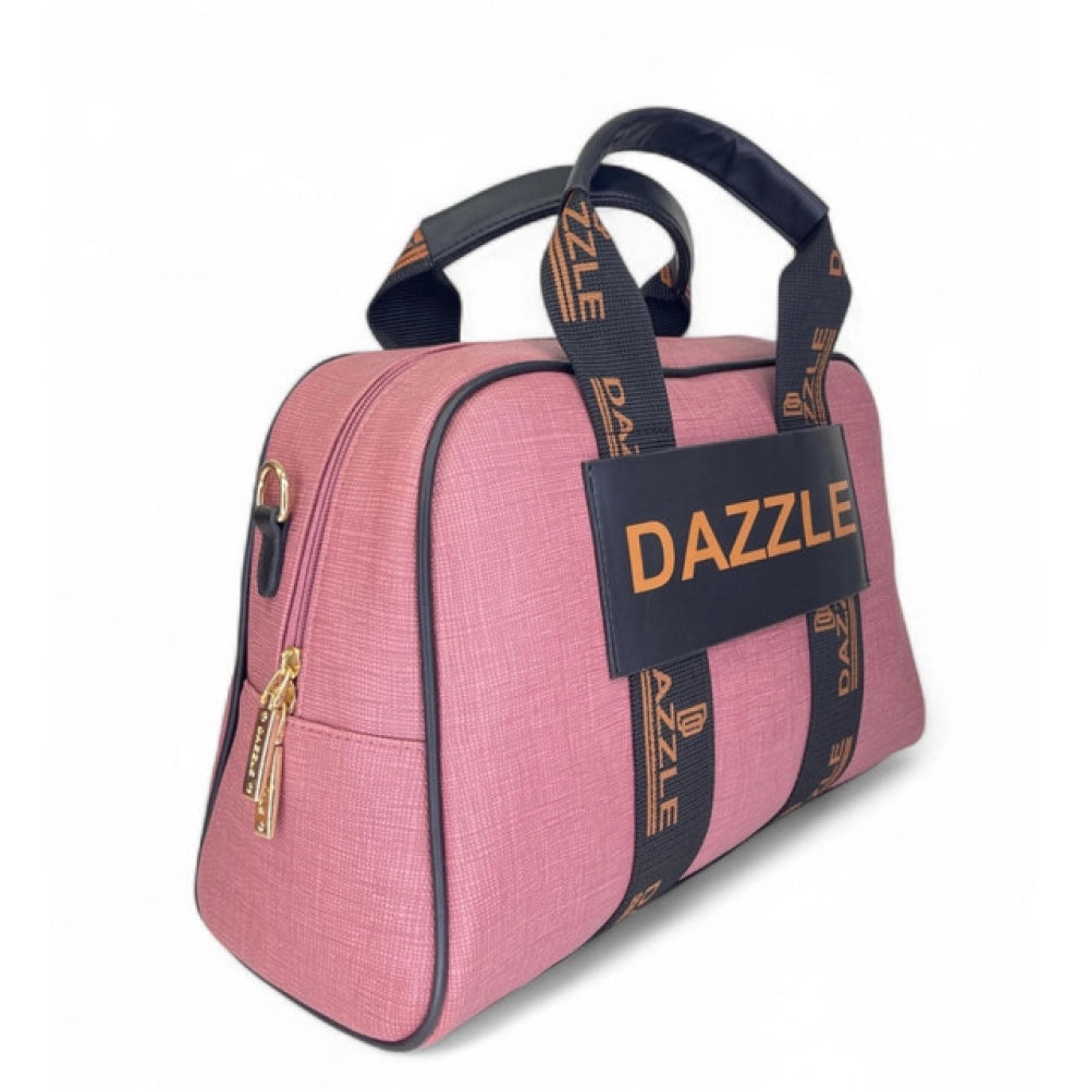 Generic Women's Polyurethane Textured Duffle Bag with Adjustable &amp; Removable Strap (Pink)