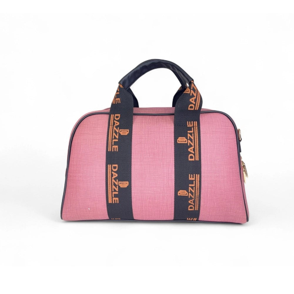 Generic Women's Polyurethane Textured Duffle Bag with Adjustable &amp; Removable Strap (Pink)