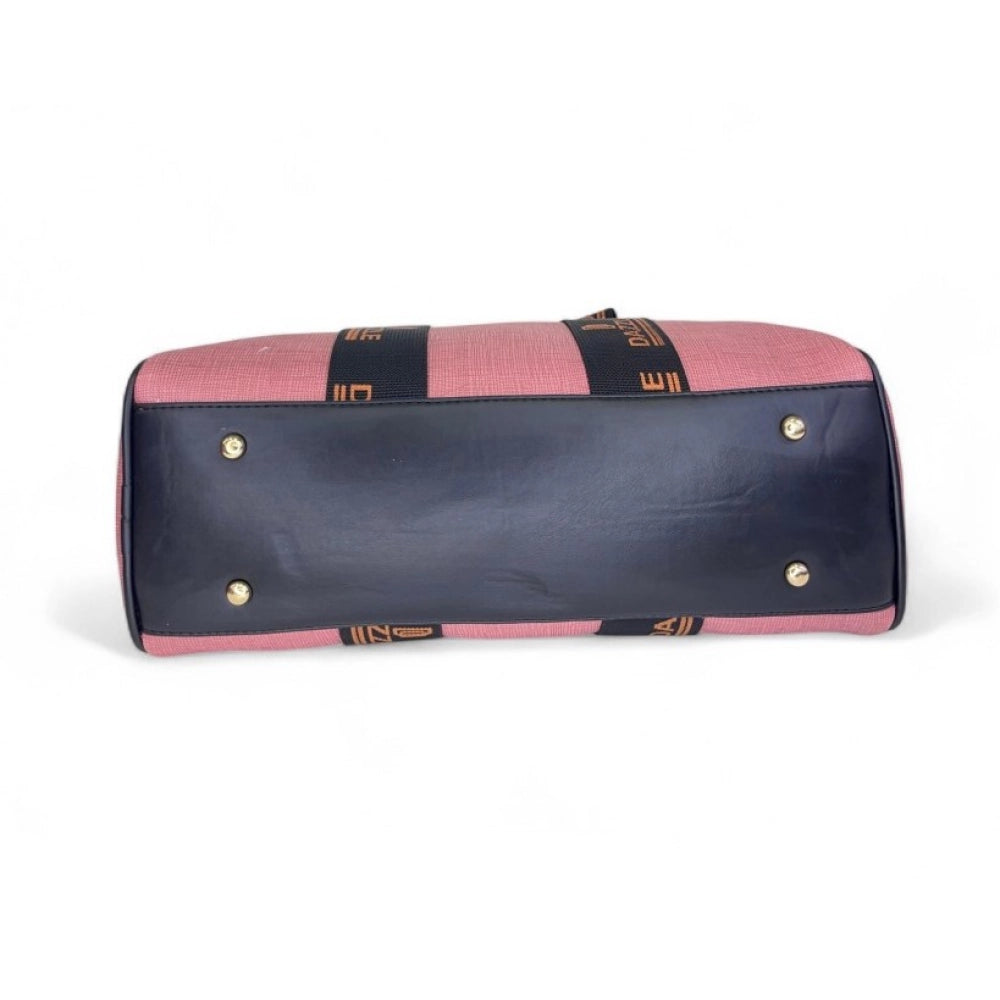 Generic Women's Polyurethane Textured Duffle Bag with Adjustable &amp; Removable Strap (Pink)